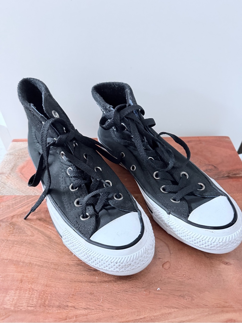 Classic Black High-Top Canvas Sneakers with White Toe